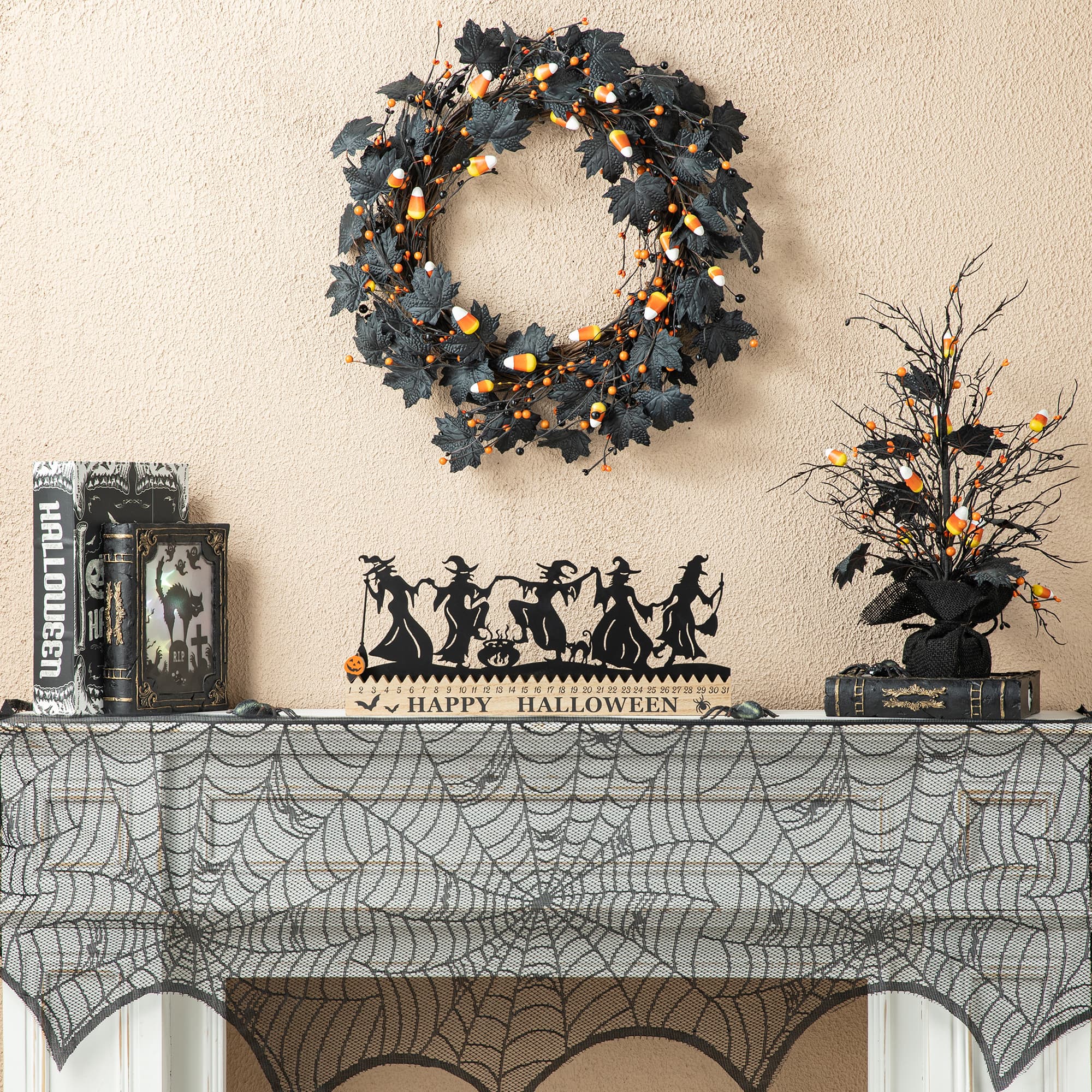 Glitzhome® 18" Halloween Dancing Witch Silhouette Countdown Table Sign